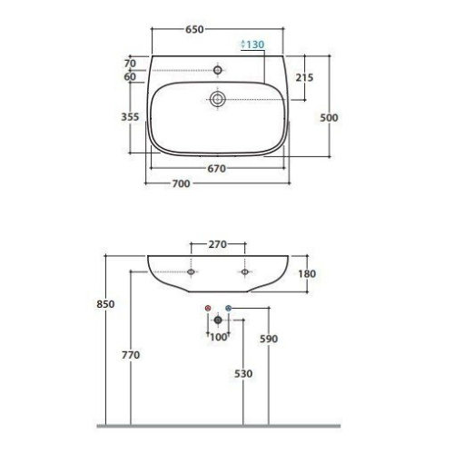 Раковина Globo Genesis GE070 - фото 4