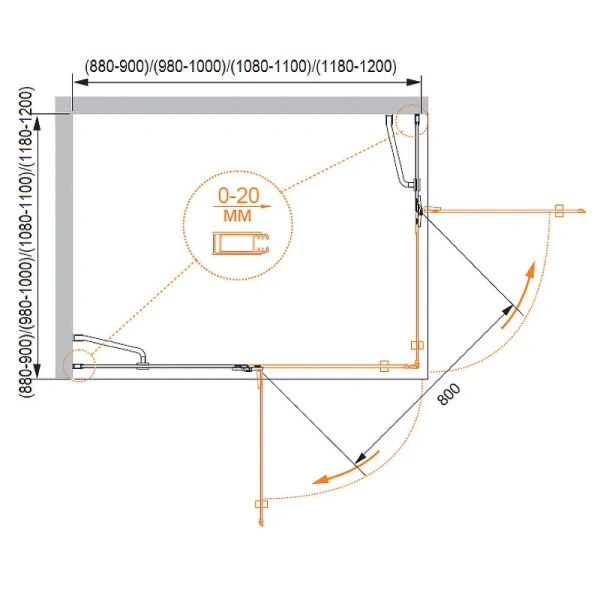 Душевой уголок Cezares Bergamo 120х120 см квадратный - фото 2