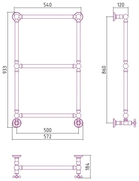 Полотенцесушитель водяной Сунержа Ренессанс 50х86 см без покрытия - фото 2