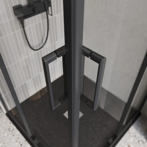 Душевой уголок Belbagno Luce 90x90 см профиль черный, недорогие, стеклянные, угловые, без поддона - фото 6