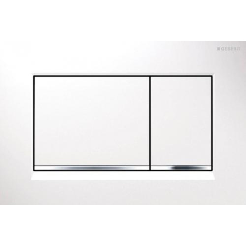 Клавиша смыва Geberit Sigma 30 белая/полоска глянцевый хром - фото 1