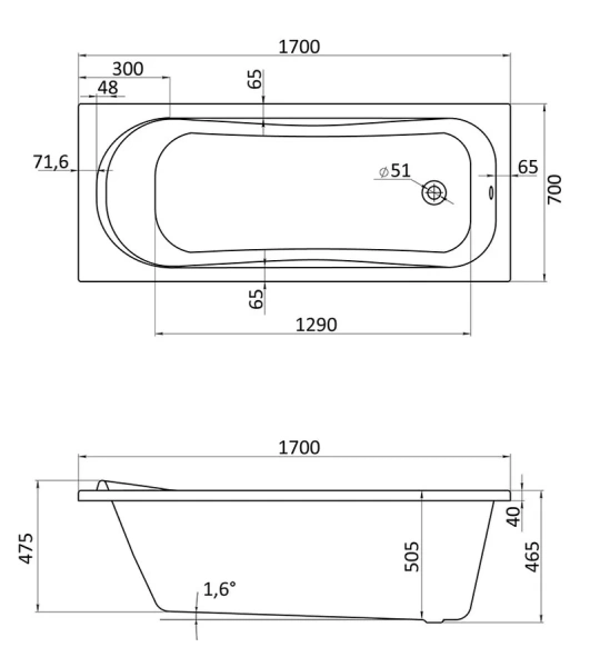Ванна акриловая Santek Тенерифе XL 160 х 70 см, 1.WH30.2.357, белая, без гидромассажа, недорогие - фото 6