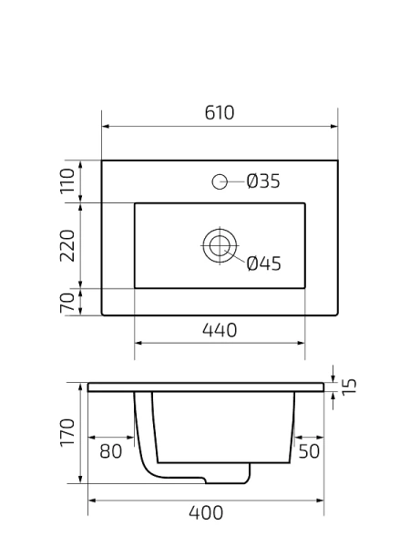 Раковина GID Integrado NYJ803-60 61 см белая - фото 2