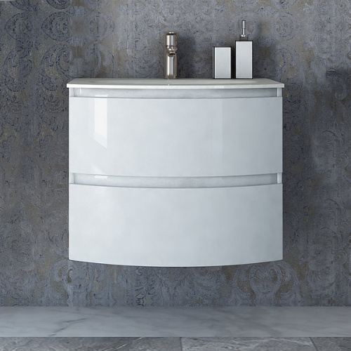 Тумба с раковиной подвесная Cezares Vague 70 см с двумя выдвижными ящиками, современная, hi-tech - фото 3