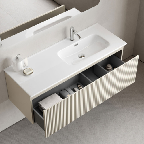 Тумба под раковину подвесная Sancos Snob R 1.0 120 см правая beige soft, подвесная, пристенная - фото 4