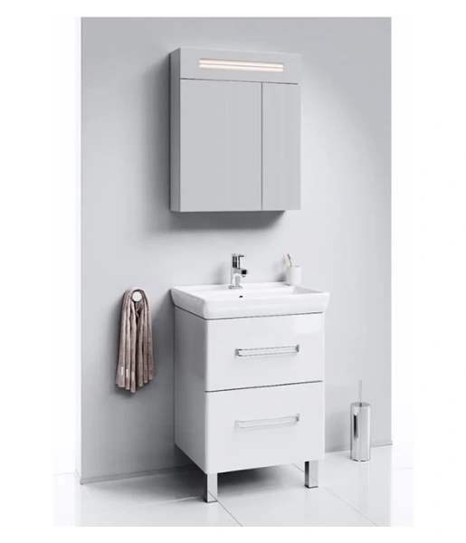 Тумба с раковиной напольная Aqwella Нео Neo.01.06 60 см с двумя ящиками, современная, hi-tech - фото 3