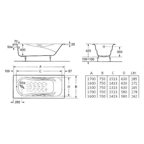 Схема, без гидромассажа, с ручками, большие - фото 6