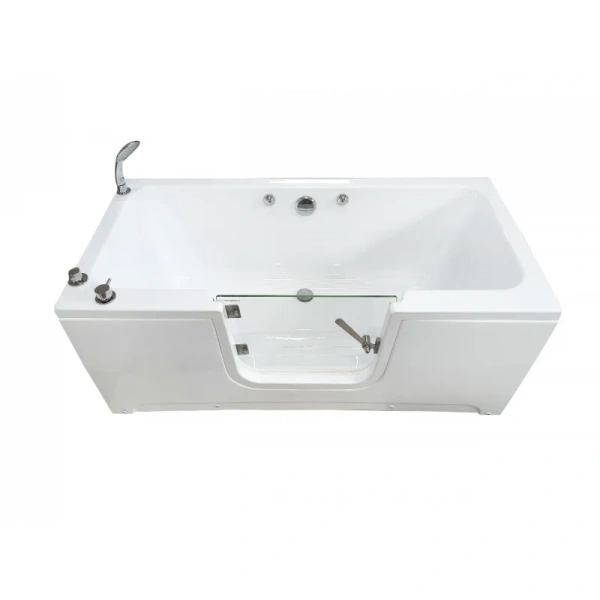 Акриловая ванна со стеклянной дверцей Радомир Грасс 3 1-01-0-0-9-340, 150 x 75 см, каркас, слив- перелив, фронтальный экран в комплекте, белая - фото 1