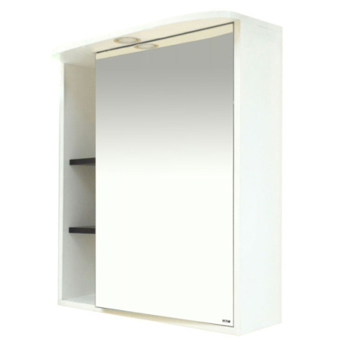 Зеркальный шкаф, зеркало справа, полочки слева, цвет белый/чёрный, Misty Венера, недорогo - фото 3