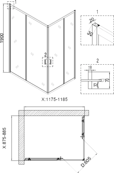 Душевой уголок Niagara Nova 120x90 см двери раздвижные - фото 3