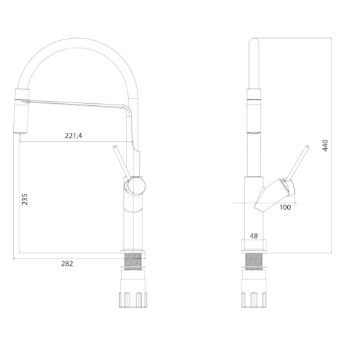 Смеситель для кухни Omnires Vita с поворотным выдвижным изливом черный - фото 2
