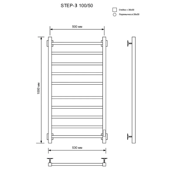 Полотенцесушитель электрический Ника Step 100х50 см белый матовый - фото 2