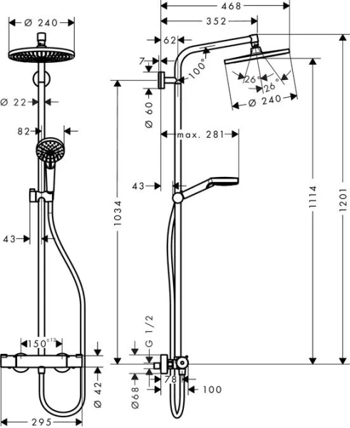 Душевая стойка Hansgrohe Crometta S хром - фото 2