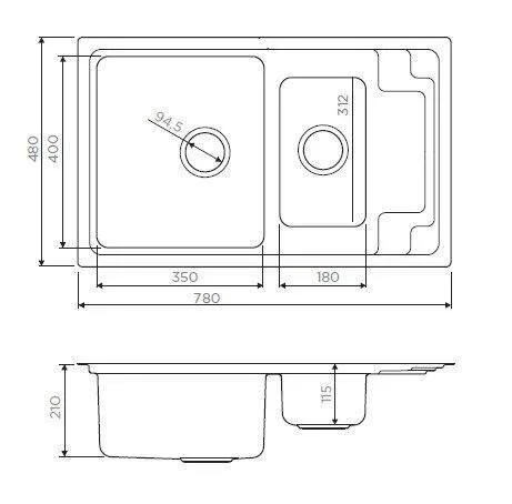 Мойка для кухни Omoikiri Mizu 78-2-IN 78 см нержавеющая сталь, из нержавеющей стали, стальные, металлические - фото 3