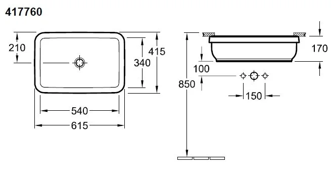 Раковина Villeroy & Boch Architectura 61 см встраиваемая - фото 2