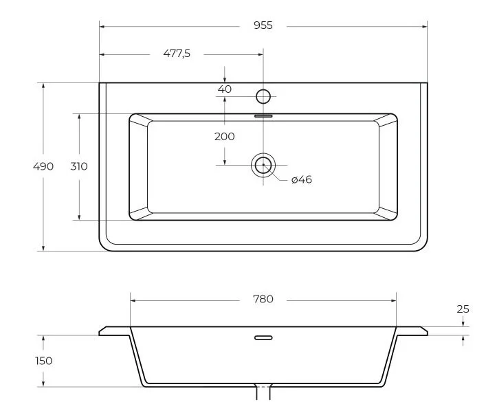 Раковина мебельная Cezares 95 см из искусственного мрамора, в наличии - фото 2