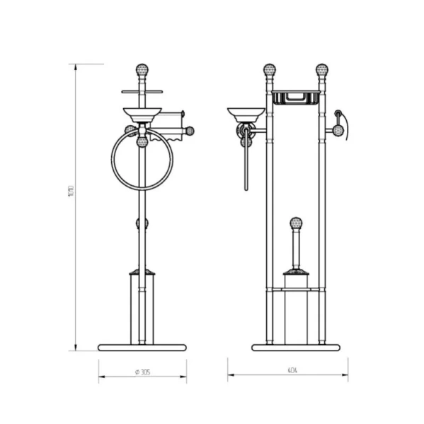 Стойка для ванной Migliore Cristalia хром, классические, ретро, с кристаллами swarovski, декорированные - фото 2