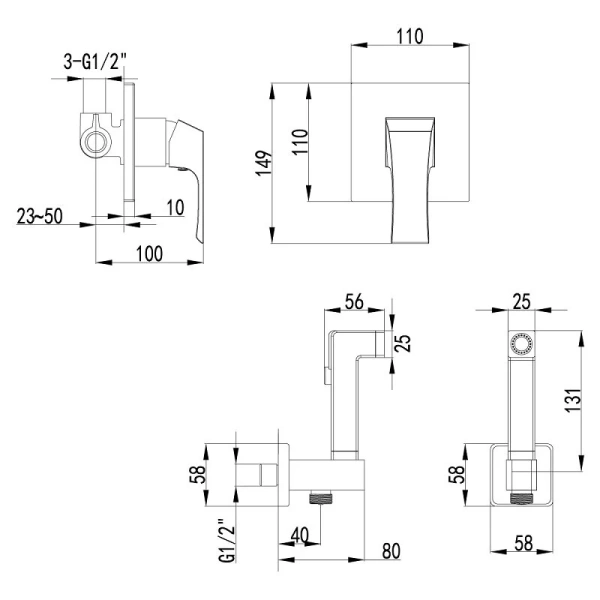 Смеситель встраиваемый с гигиеническим душем Lemark Unit LM4519C - фото 2