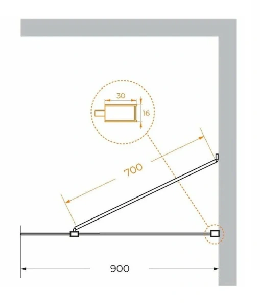 Душевая перегородка Cezares Liberta 90 см профиль черный стекло прозрачное - фото 2