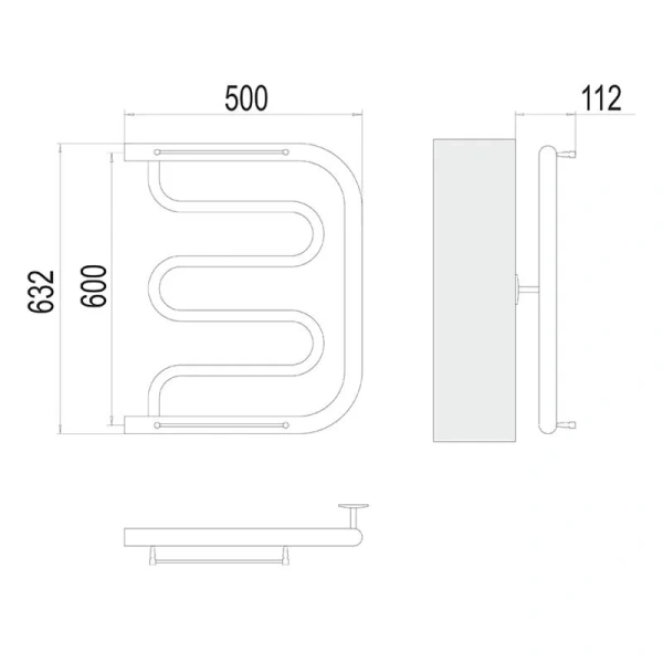 Полотенцесушитель водяной Terminus Фокстрот 600x500 хром - фото 2