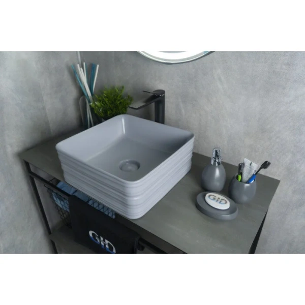 Раковина GID Geometrico Gm965 39 см серая, керамические - фото 6