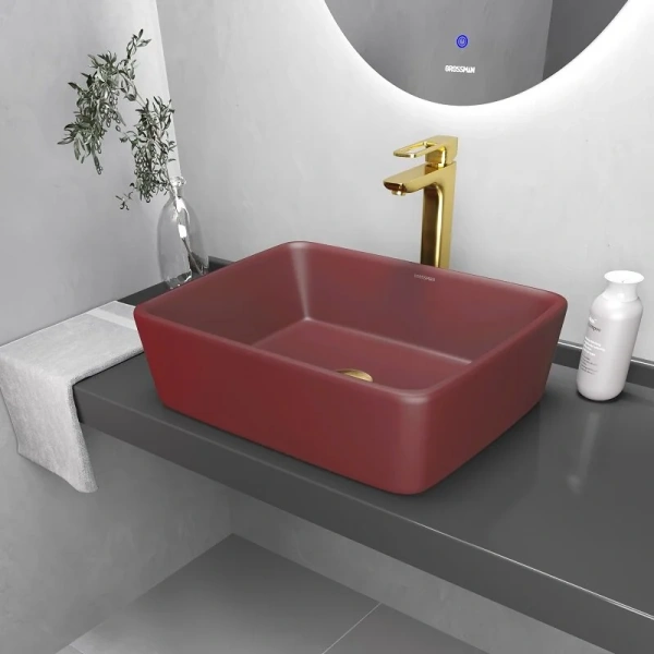 Раковина Grossman Color 48 см бордовая матовая - фото 4