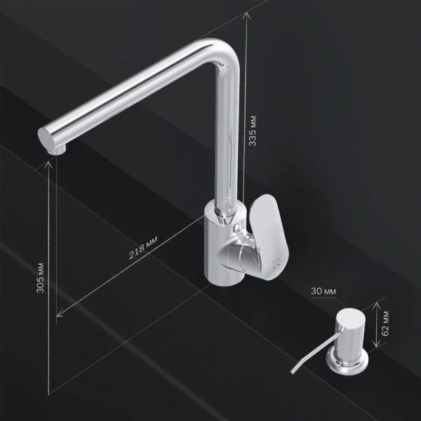 Смеситель для кухни Am.Pm Like F8005D L-образный излив, с поворотным изливом - фото 7