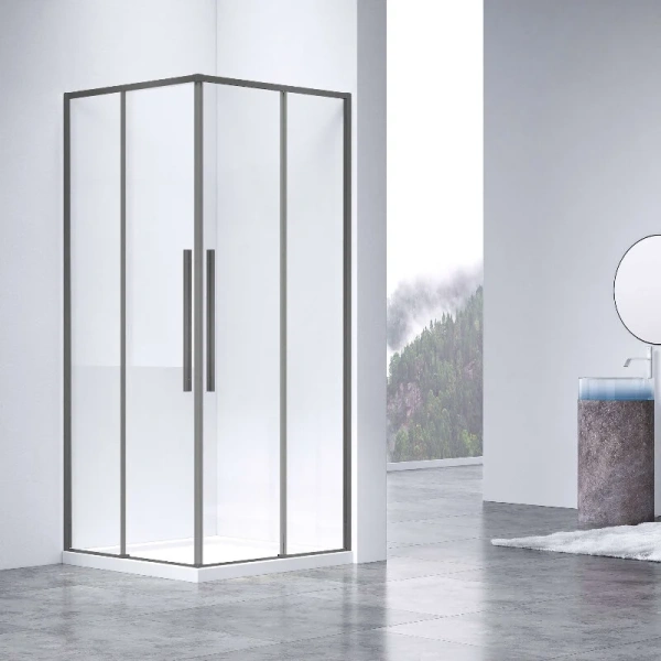 Душевой уголок Vincea Slim-N 100х80 см профиль вороненая сталь - фото 1