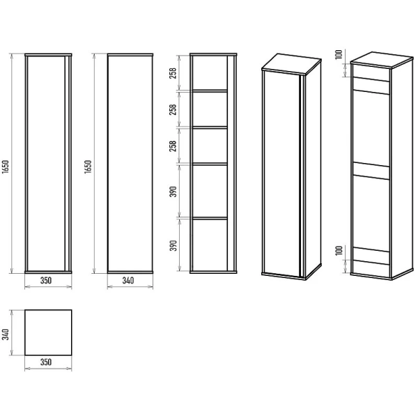Шкаф-пенал подвесной Brevita Dallas 35 см дуб галифакс олово, в наличии - фото 2