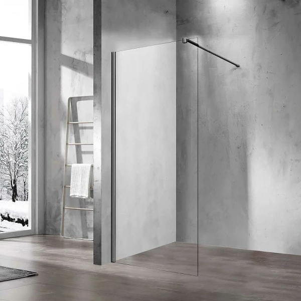 Душевая перегородка Vincea Walk In 90 см профиль вороненая сталь, стекло прозрачное, другие - фото 3