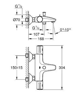 Смеситель с термостатом для ванны Grohe Grohtherm 800  34576000 - фото 2
