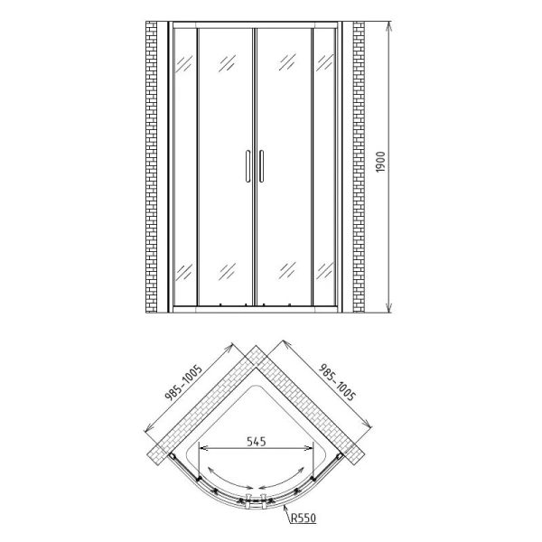 Душевой уголок Gemy Victoria 100x100 см стекло матовое - фото 2
