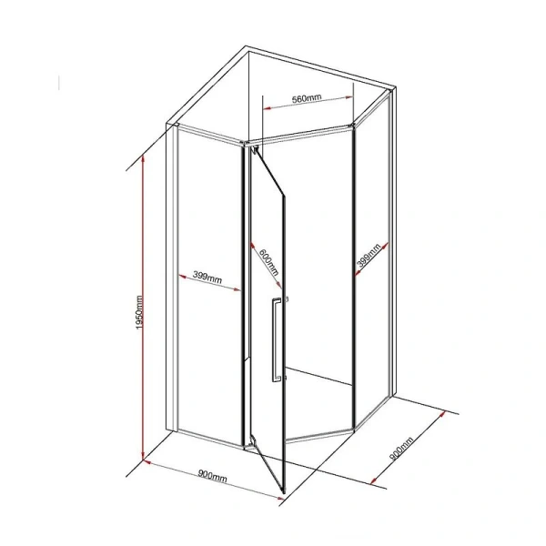 Душевой уголок Black&White Stellar Wind 90x90 см профиль хром, стекло прозрачное, многоугольные - фото 2