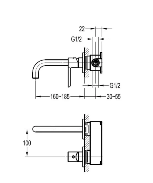 Смеситель для раковины Cezares ECO-DI встраиваемый - фото 2