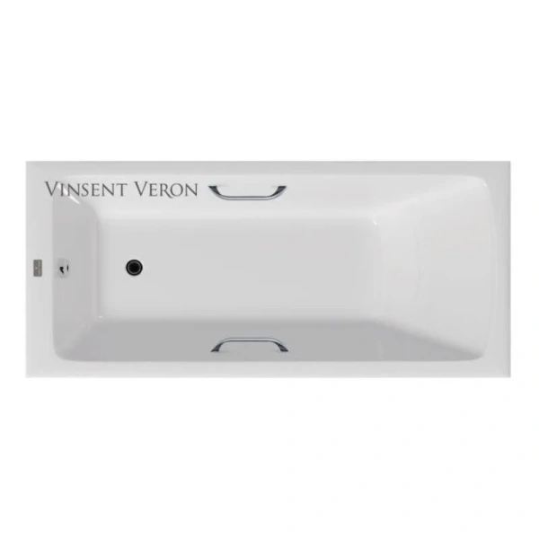 Чугунная ванна Vinsent Veron Kingston VKN1808050H/VH0012CH, 180 x 80 см, ручки хром, цвет белый - фото 1