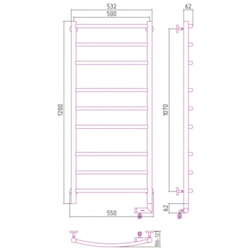 Полотенцесушитель электрический Сунержа Галант 2.0 50x120 см правый - фото 3