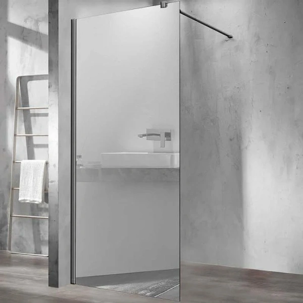 Душевая перегородка Vincea Walk In 80 см профиль вороненая сталь, стекло зеркальное, другие - фото 3