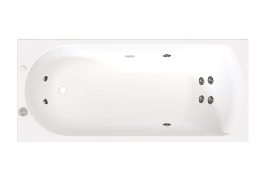 Гидромассажная ванна Радомир Николь 2-80-2-0-0-210Р, 180 x 80 см, рама-подставка разборная, фронтальный экран, слив-перелив автомат, гидромассаж Релакс хром КУ 100, белая - фото 1