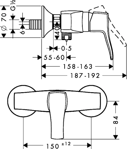 Смеситель для душа Hansgrohe Metris Classic однорычажный - фото 2