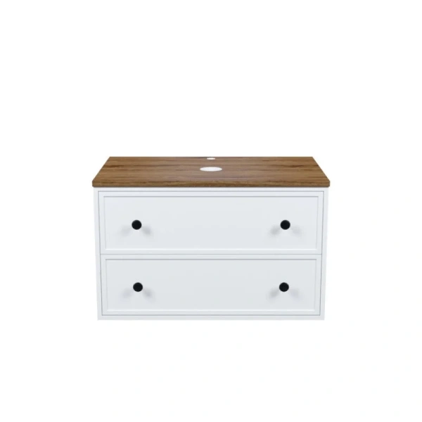 Тумба под раковину подвесная IDDIS Torr 80 см белая/макадамия орех