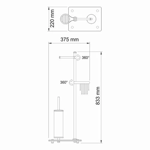 Стойка для ванной WasserKRAFT хром, современные, hi-tech - фото 2