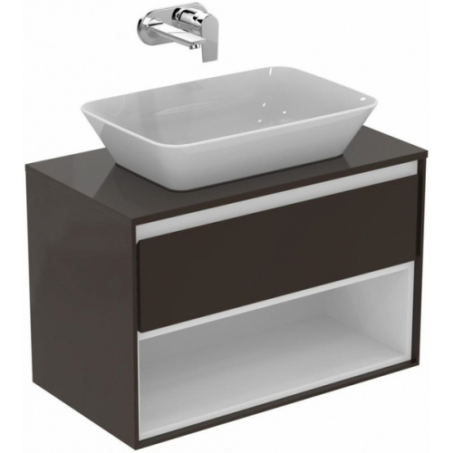 Тумба под раковину подвесная Ideal Standard Connect Air 80 см темно-коричневый матовый, белый матовый, современная, hi-tech - фото 3