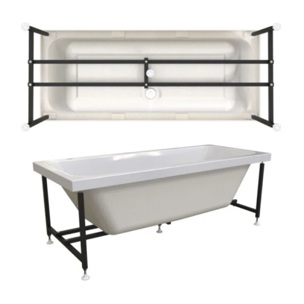 Акриловая ванна Радомир Патрисия 1-01-4-0-1-330К, 175 х 75 см, каркас, фронтальный экран, сифон, слив-перелив автомат в комплекте, белая/бронза, приставные, встраиваемые - фото 7