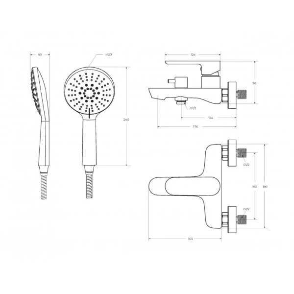 Смеситель для ванны Cezares Stylus черный матовый - фото 2
