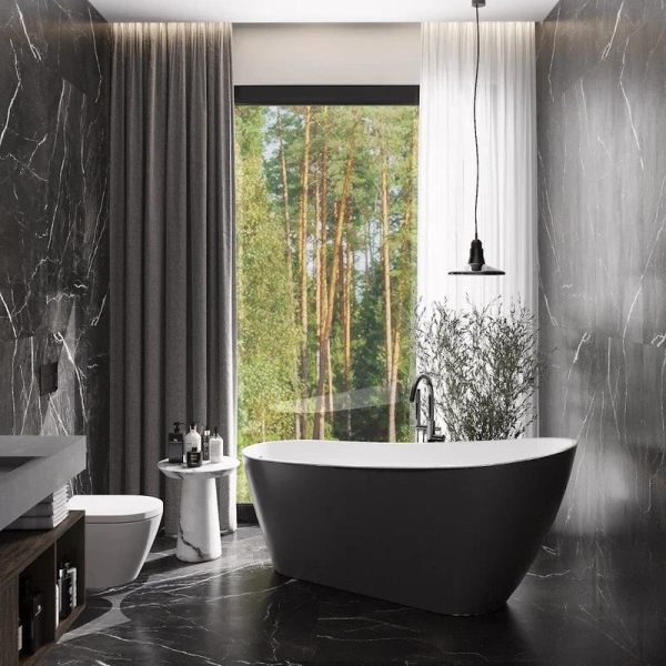 Ванна акриловая Corpa Nera Viotti CN130110, 170 х 74 см, черный матовый, овальные - фото 5