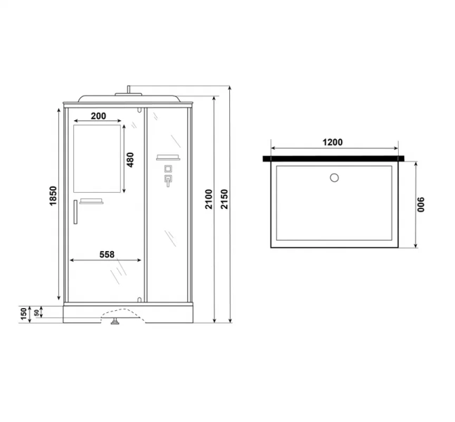 Душевая кабина Niagara Standart 120х90 см стекло прозрачное, со стеклянными задними стенками - фото 8