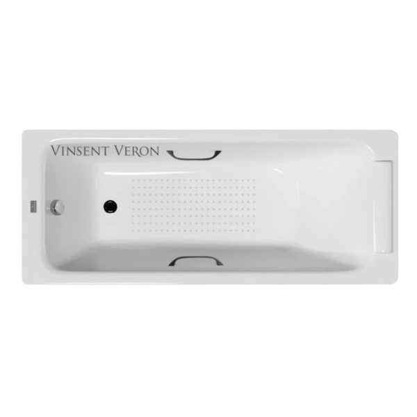 Чугунная ванна Vinsent Veron Italon VIT1707045H/VH0012BL-AS, 170 x 70 см, с антискользящим покрытием, ручки черные матовые, цвет белый - фото 1