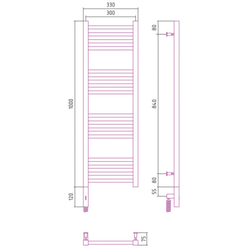 Полотенцесушитель электрический Сунержа Модус 3.0 30x100 см левый другие цветовые решения - фото 2