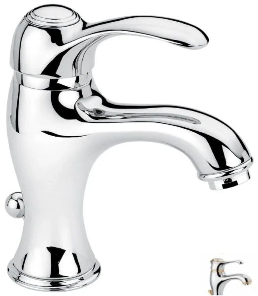 Смеситель для раковины хром-золото Emmevi Harmony - фото 5