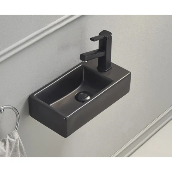 Раковина GID Suspendido Bm9270R 41 см правосторонняя черная, прямоугольной формы - фото 5